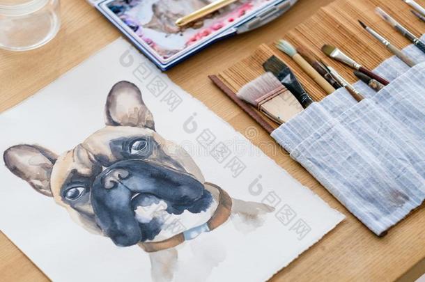 艺术治疗绘画班水彩照片狗