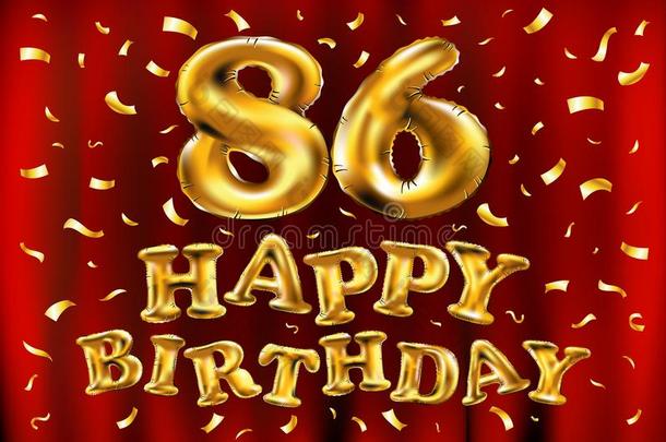 矢量幸福的生日86Thail和泰国庆祝金气球和金en