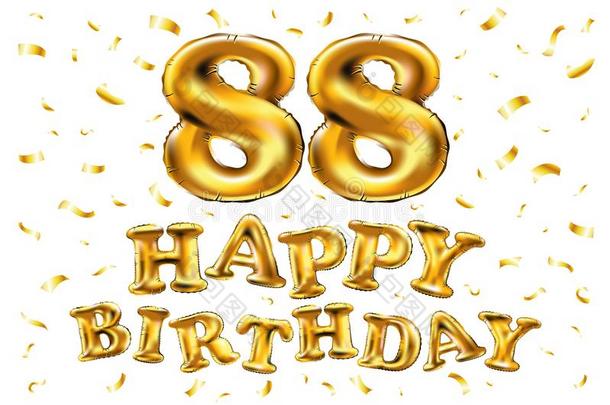 矢量幸福的生日88Thail和泰国庆祝金气球和金en