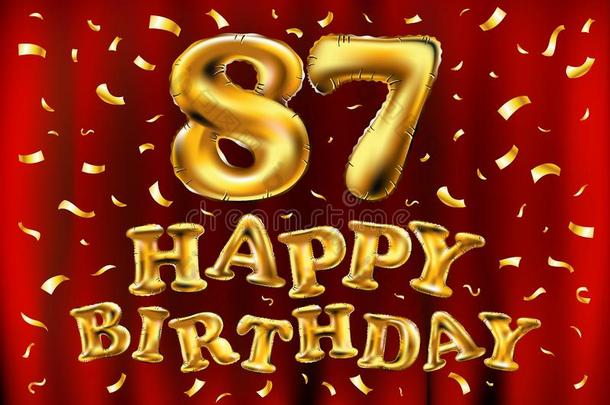 矢量幸福的生日87Thail和泰国庆祝金气球和金en