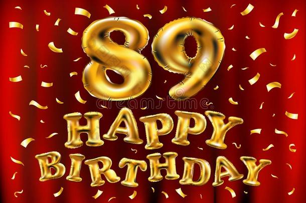 矢量幸福的生日89Thail和泰国庆祝金气球和金en