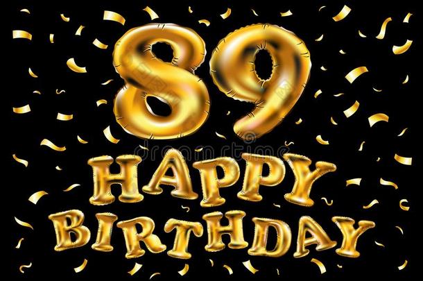 矢量幸福的生日89Thail和泰国庆祝金气球和金en