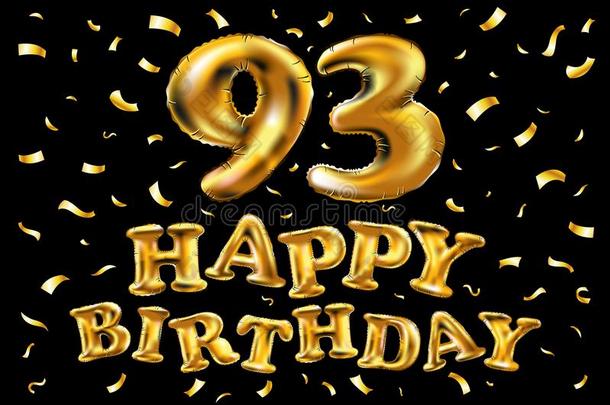 矢量幸福的生日93Thail和泰国庆祝金气球和金en