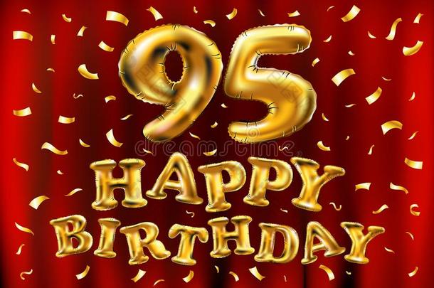 矢量幸福的生日95Thail和泰国庆祝金气球和金en