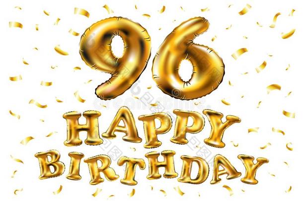 矢量幸福的生日96Thail和泰国庆祝金气球和金en
