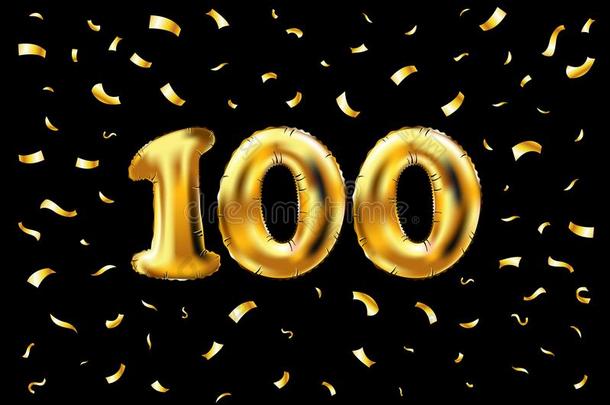 矢量100Thail和泰国庆祝金气球和金en五彩纸屑吉特