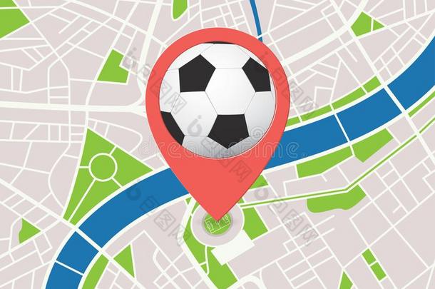 足球/足球运动场地理位置标记向地图关于城市.平的有关运动的