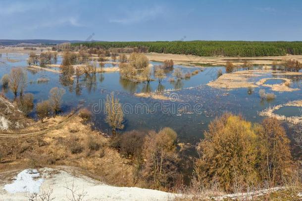 春季风景,横幅-春季洪水采用河山谷