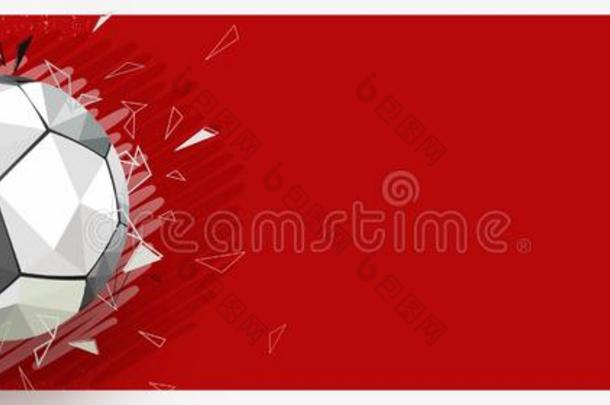 足球向红色的背景,蜘蛛网横幅设计.