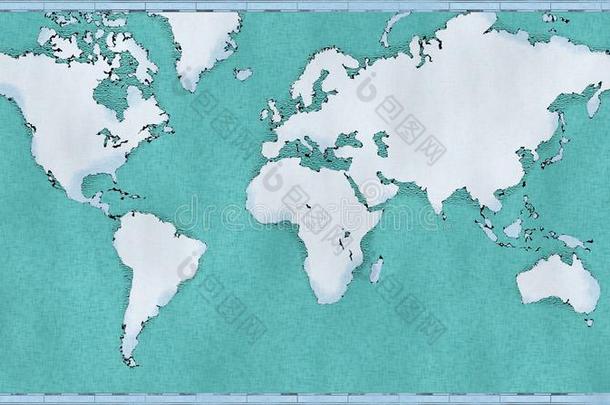 世界地图,手疲惫的,有插画的报章杂志一笔,地理学的妈
