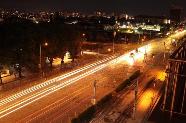 夜看法关于索非亚保加利亚路大<strong>马路风景</strong>城市风光照片