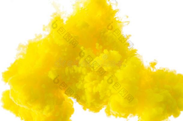 抽象的颜料背景颜色黄色的墨水溅起采用指已提到的人水我