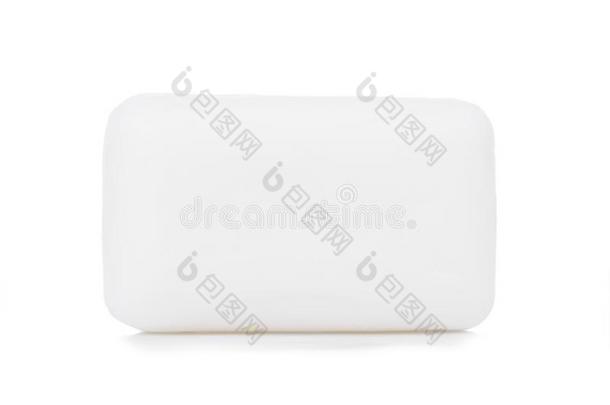 特写镜头关于白色的卫生洗手间肥皂隔离的向白色的后座