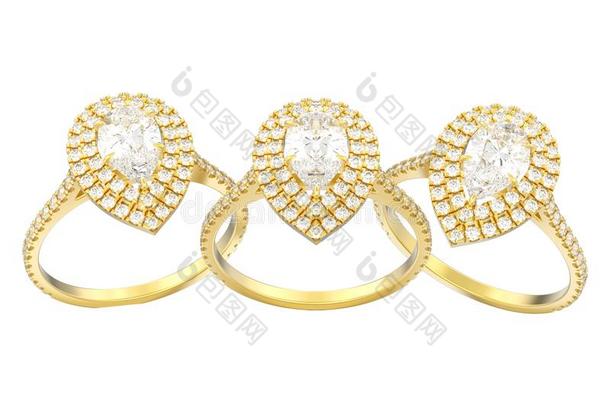 3英语字母表中的第四个字母说明隔离的num.三金装饰的梨钻石戒指