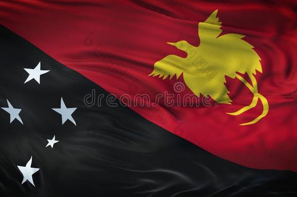 巴布亚岛新的畿尼现实的波浪状的旗背景