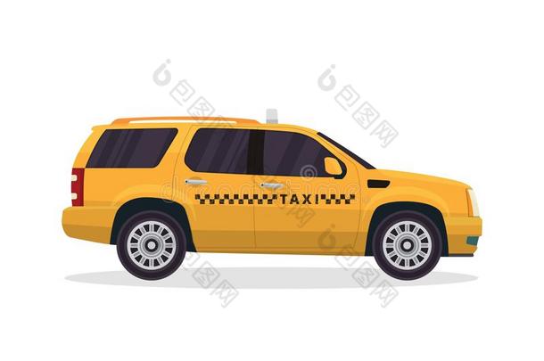 现代的都市的黄色的出租车车辆说明