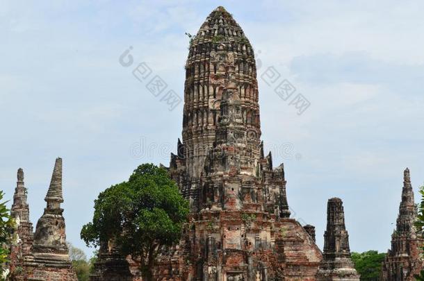 泰国或高棉的佛教寺或僧院茶泰国或高棉的佛教寺或僧院tanaram,古代的庙采用大城府,泰国