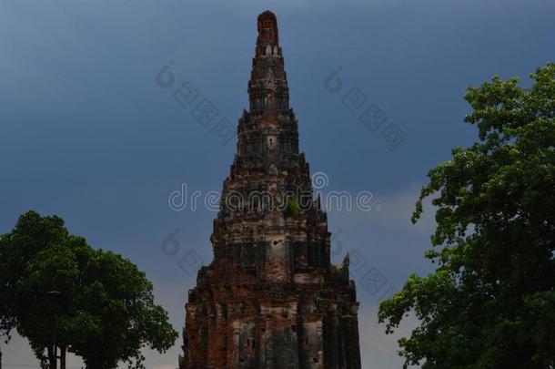 泰国或高棉的佛教寺或僧院茶泰国或高棉的佛教寺或僧院tanaram,古代的庙采用大城府,泰国