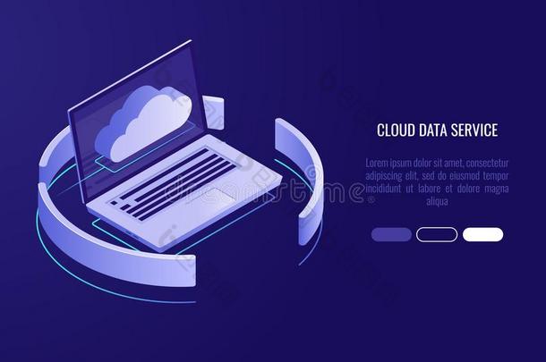 <strong>云服务</strong>器横幅,便携式电脑和<strong>云</strong>偶像等<strong>大</strong>的矢量