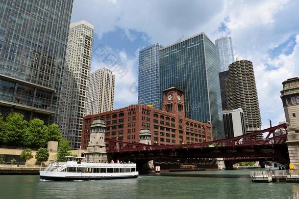 芝加哥城市风光照片和芝加哥河
