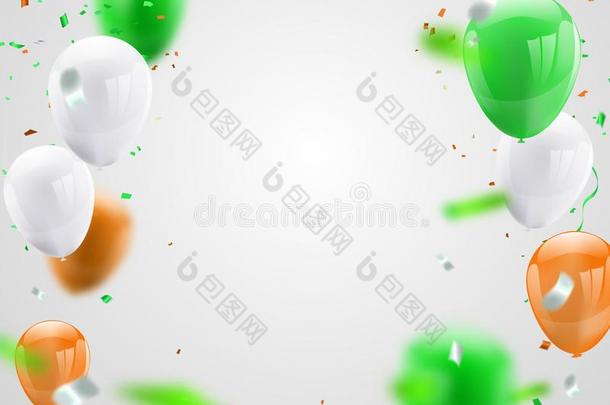绿色的桔子气球,五彩纸屑观念设计独立一天