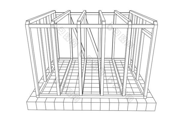 线框图构架房屋