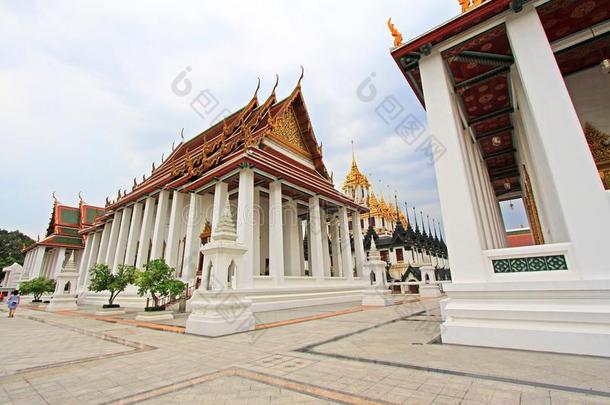 泰国或高棉的佛教寺或僧院拉查纳特达拉姆,扇形棕榈细纤维,泰国