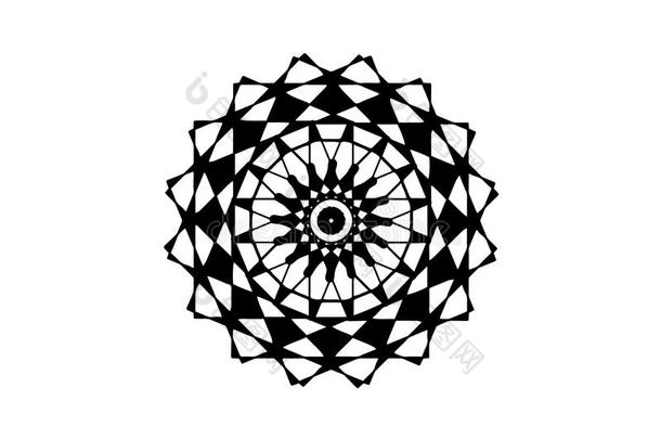 黑的矢量曼荼罗向白色的背景.几何学的曼荼罗装饰