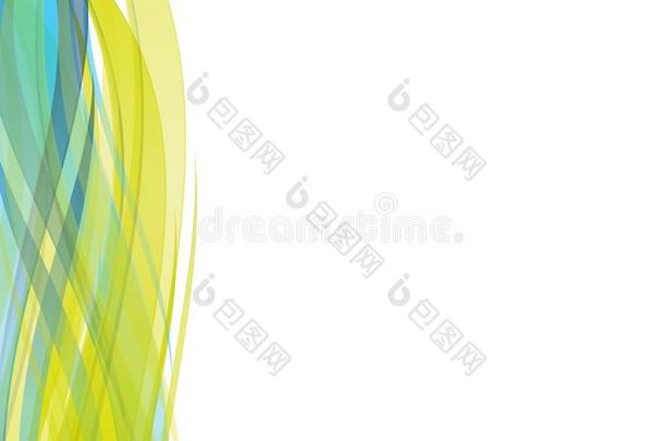 矢量抽象的绿色的蓝色和黄色的波状的背景,壁纸