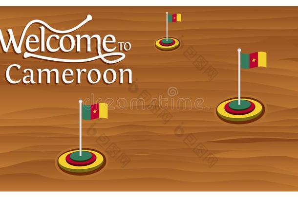 欢迎向喀麦隆海报和喀麦隆旗,时间向旅行Cana加拿大