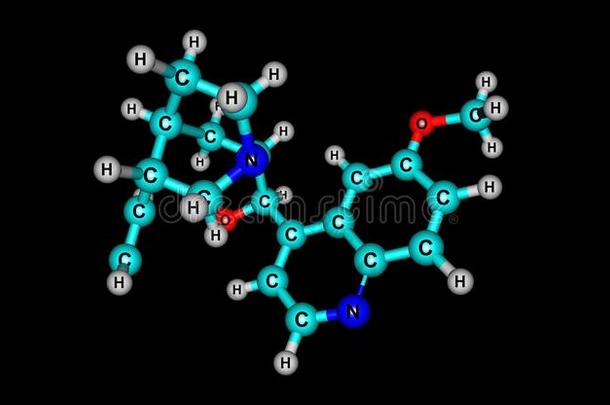 奎宁分子的结构隔离的向黑的