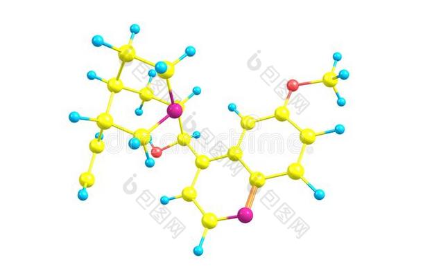 奎宁分子的结构隔离的向白色的