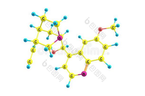奎宁分子的结构隔离的向白色的