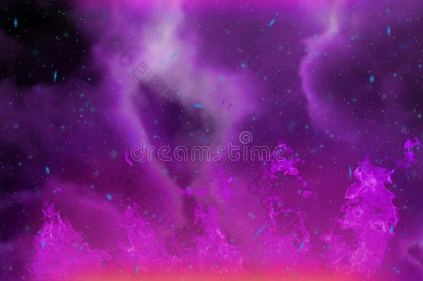 抽象的动态的幻想紫色的火和烟富有色彩的后台