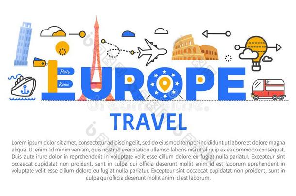 欧洲旅行促销的横幅和样品文本