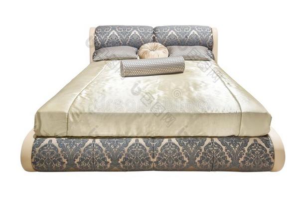 典型的现代的床.奢侈灰色米黄色现代的床家具和