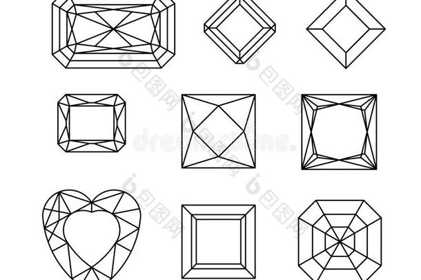 钻石.矢量放置关于growth绘画线条.结晶形状.几何学家