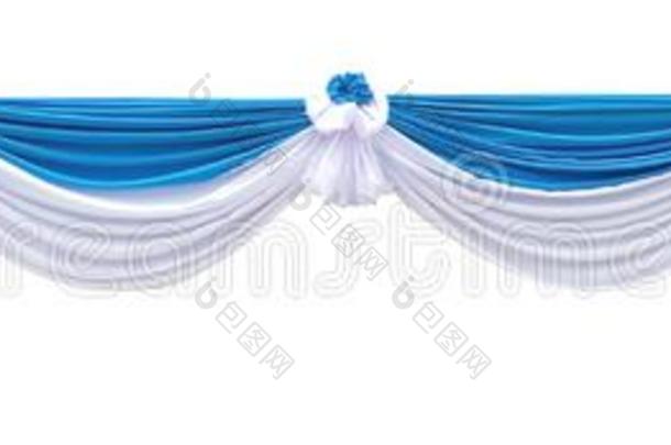 蓝色和白色的织物窗<strong>帘</strong>为阶段或背景<strong>幕</strong>布背景我