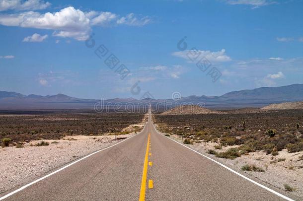 很长的,空的路伸通过指已提到的人沙漠采用内华达州