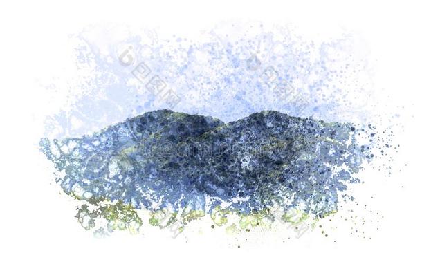 抽象的山小山向水彩绘画背景.
