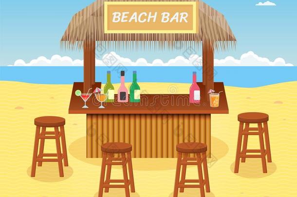 海滩条和鸡尾酒和饮料.观念关于夏假期.