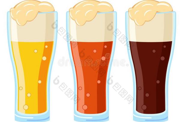 富有色彩的漫画不同的啤<strong>酒类</strong>型玻璃