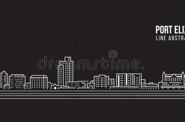 城市风光照片建筑物线条艺术矢量说明设计-港口elevation仰角