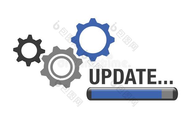 更新更新软件计算机应用程序齿轮蓝色