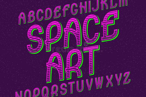 空间艺术字体.制动火箭字体.隔离的英语字母表
