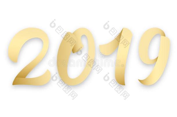 2019.金字体2019算术为新的年2019庆祝