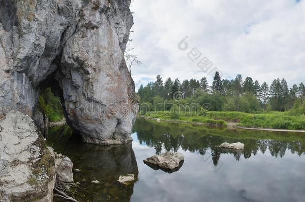 山风景和河,俄罗斯帝国,乌拉尔