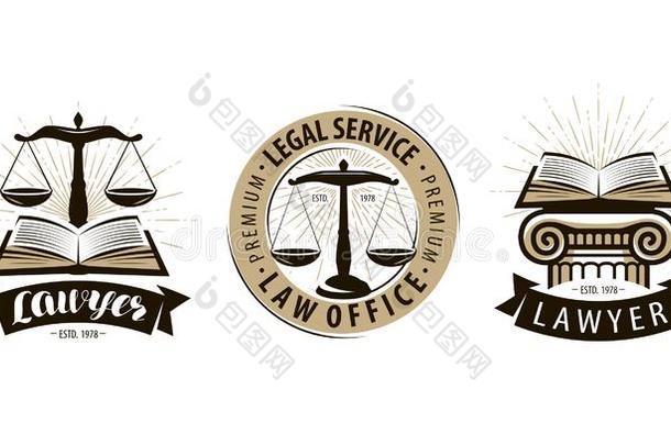 律师,法办公室标识或标签.法律的公共事业机构,正义,司法
