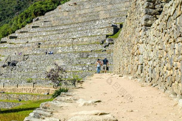 台阶关于马丘比丘-印加人失去的城市采用秘鲁,南方美洲