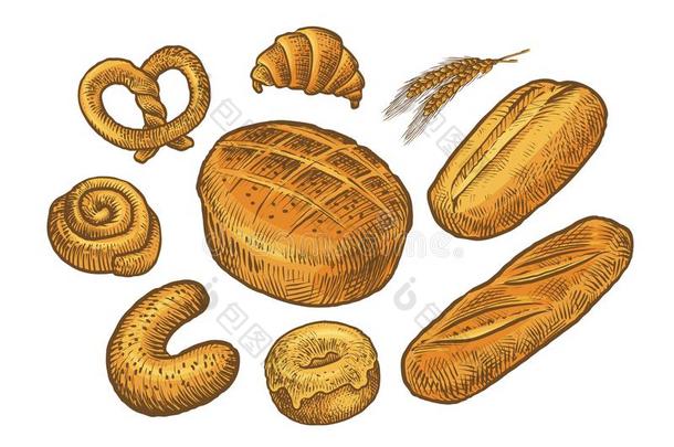 面包,烘烤制作的商品草图.面包房,面包烘房,食物观念.菲律宾独木船